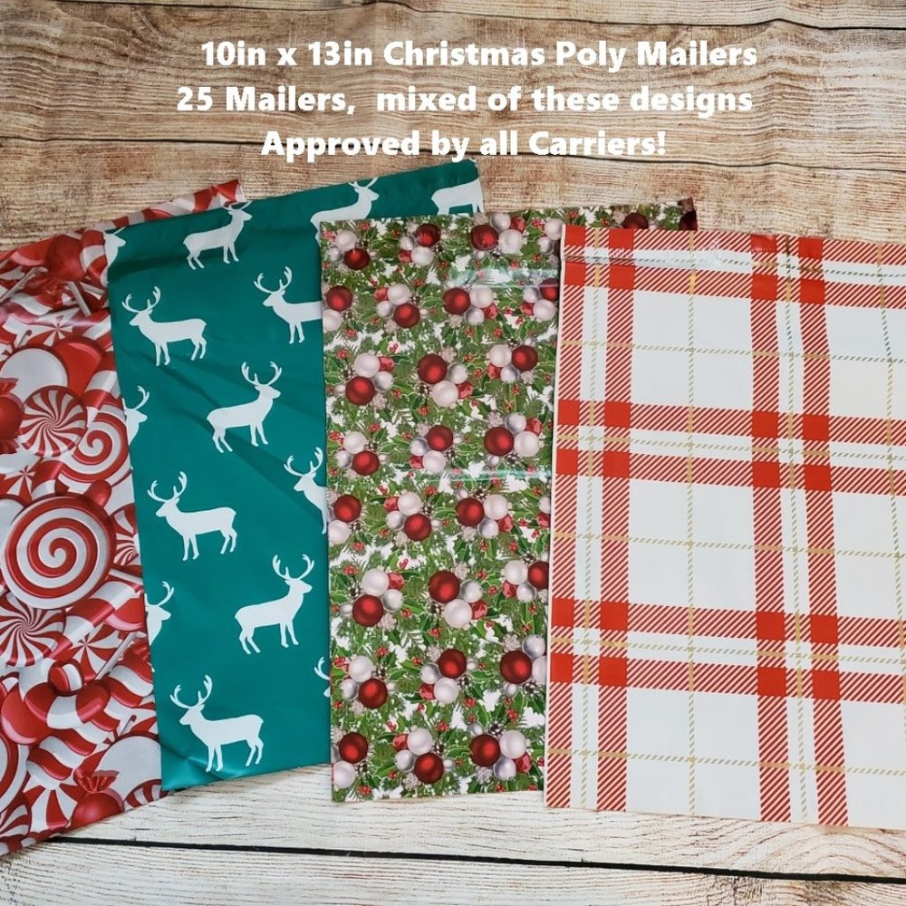 10in x 13in Christmas Poly Mailers